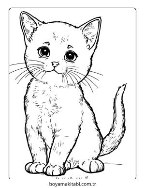 Kedi boyama sayfası – evde etkinlik, ücretsiz yazdır