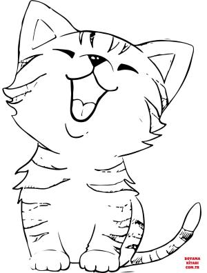 Kedi boyama sayfası, Cat coloring page, , Cats Happy Kitty