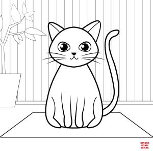 Kedi boyama sayfası, Cat coloring page, , Cats Kitten