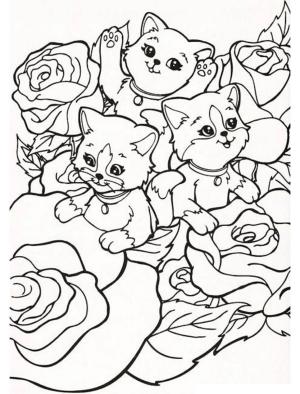 Kedi boyama sayfası, Cat coloring page, Lisa Frank’tan Güllü Kediler, 