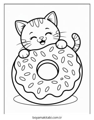 Kedi boyama sayfası – eğitici aktivite, yaratıcılık