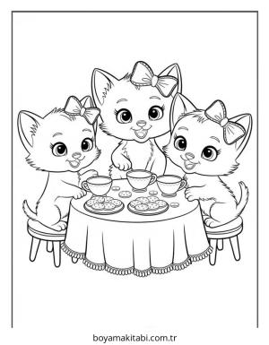 Kedi boyama sayfası – PDF indir, sevimli karakter