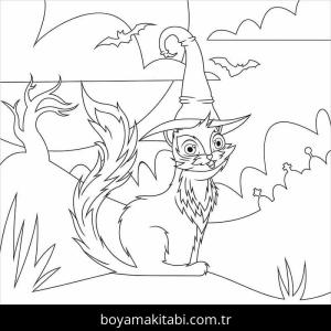 Kedi boyama sayfası – renkli çizimler, okul öncesi