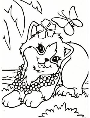 Kedi boyama sayfası, Cat coloring page, Güzel Kedi Lisa Frank, 