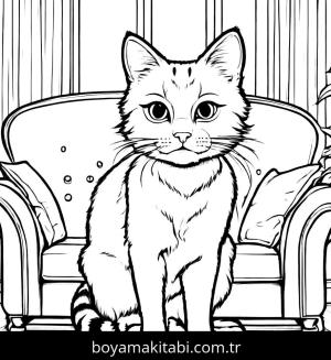 Kedi boyama sayfası, Cat coloring page, , 21)