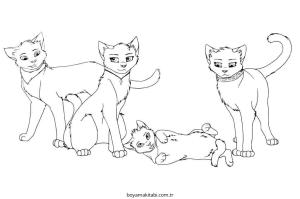 Kedi boyama sayfası – çocuklar için, çizgi film temalı