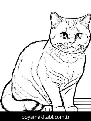 Kedi boyama sayfası, Cat coloring page, , 4)