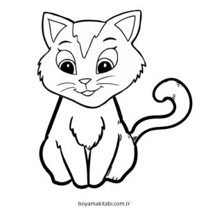 Kedi boyama sayfası – kolay boyama, eğitici aktivite