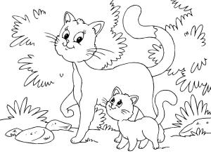 Kedi boyama sayfası, Cat coloring page, Kedi Ve Yavru Kedi, 