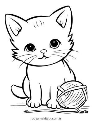 Kedi boyama sayfası – renkli çizimler, okul öncesi