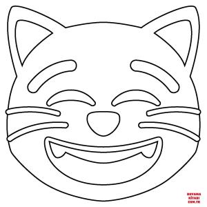 Kedi boyama sayfası, Cat coloring page, , Cats Grinning Cat With Smiling Eyes Emoji