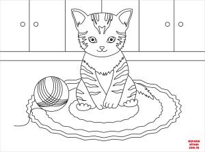 Kedi boyama sayfası, Cat coloring page, , Cats Kitten