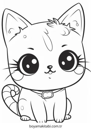 Kedi boyama sayfası – sanatsal çalışma, çocuklar için