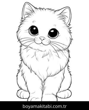 Kedi boyama sayfası – okul öncesi, evde etkinlik