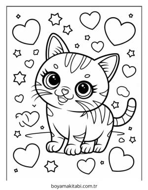 Kedi boyama sayfası – ücretsiz yazdır, boyama etkinliği