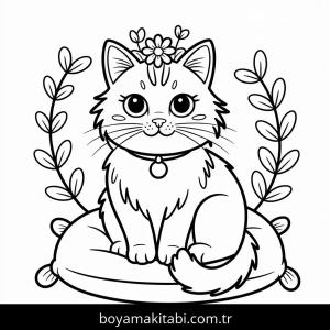 Kedi boyama sayfası – boyama etkinliği, çocuk aktivitesi