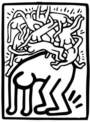 Keith Haring boyama sayfası,  coloring page, Fight Aids Worldwide by Keith Haring, 