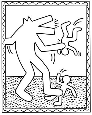 Keith Haring boyama sayfası,  coloring page, Werewolf Attack sby Keith Haring, 