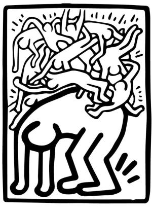 Keith Haring boyama sayfası,  coloring page, Keith Haring Dünya Çapında Dövüş Yardımları, 