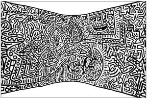 Keith Haring boyama sayfası,  coloring page, Yetişkinler için Keith Haring Sanatı, 