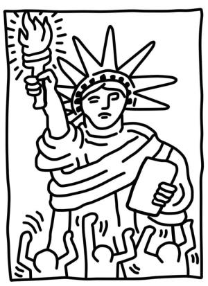 Keith Haring boyama sayfası,  coloring page, Statue of Liberty by Keith Haring, 