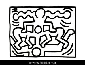 Keith Haring boyama sayfası – basit çizim, kolay boyama