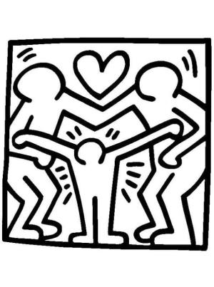 Keith Haring boyama sayfası,  coloring page, Aile, Keith Haring Ücretsiz, 