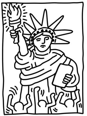 Keith Haring boyama sayfası,  coloring page, Keith Haring Özgürlük Heykeli, 