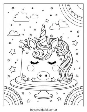 Kek boyama sayfası – evde etkinlik, ücretsiz yazdır