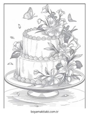 Kek boyama sayfası – çizgi film temalı, basit çizim