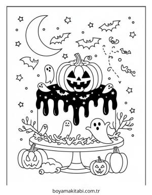 Kek boyama sayfası – çizgi film temalı, basit çizim