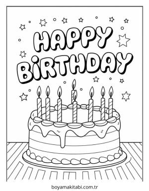 Kek boyama sayfası – evde etkinlik, ücretsiz yazdır