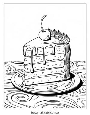 Kek boyama sayfası – sevimli karakter, sanatsal çalışma