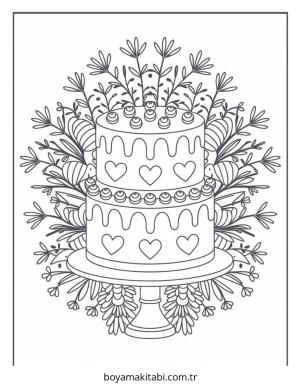 Kek boyama sayfası – keyifli zaman, renkli çizimler