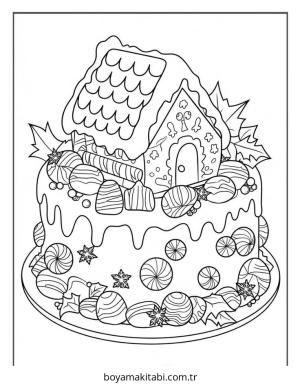 Kek boyama sayfası – sevimli karakter, sanatsal çalışma