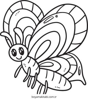 Kelebek boyama sayfası – PDF indir, sevimli karakter