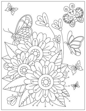 Kelebek boyama sayfası,  coloring page, Çiçekli Altı Kelebek, 