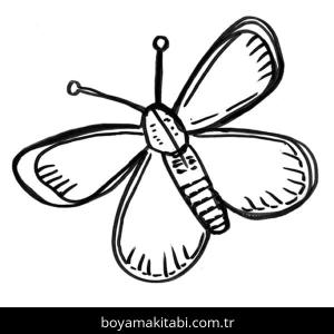 Kelebek boyama sayfası – çizgi film temalı, basit çizim