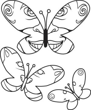 Kelebek boyama sayfası,  coloring page, Üç Kelebek, 