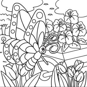 Kelebek boyama sayfası,  coloring page, Kelebek Bahçesi, 