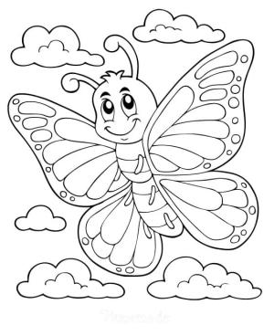 Kelebek boyama sayfası,  coloring page, Yazdırılabilir Uçan Kelebek, 