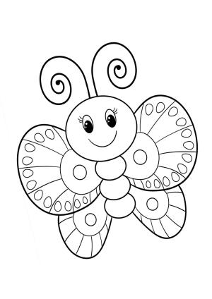 Kelebek boyama sayfası,  coloring page, Gülümseyen Küçük Kelebek, 