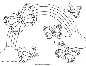 Kelebek boyama sayfası – çizgi film temalı, basit çizim