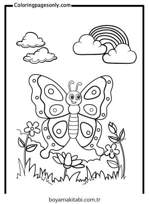 Kelebek boyama sayfası – sevimli karakter, sanatsal çalışma