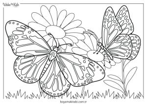Kelebek boyama sayfası – sevimli karakter, sanatsal çalışma