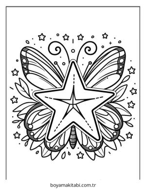 Kelebek boyama sayfası – PDF indir, sevimli karakter