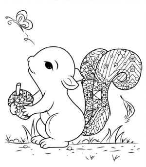 Kelebek boyama sayfası,  coloring page, Kelebek ile Sincap, 