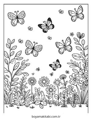 Kelebek boyama sayfası – okul öncesi, evde etkinlik