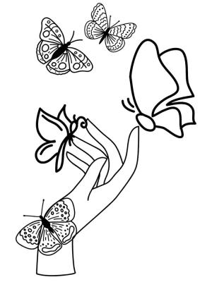 Kelebek boyama sayfası,  coloring page, El ve Kelebekler, 