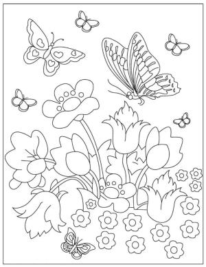 Kelebek boyama sayfası,  coloring page, Çiçekli Temel Kelebekler, 